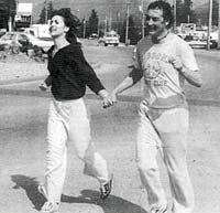 Fran Berger and George Matthews finishing the first annual April Fool's Run